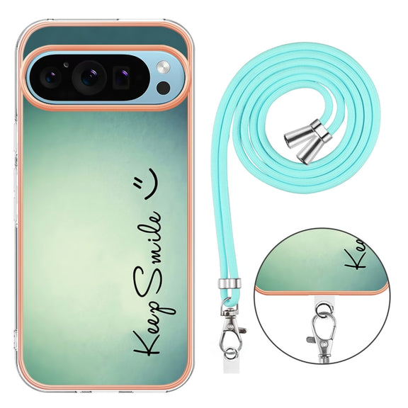 For Google Pixel 9 Pro XL Electroplating Dual-side IMD Phone Case with Lanyard(Smile)