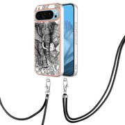 For Google Pixel 9 Pro XL Electroplating Dual-side IMD Phone Case with Lanyard(Totem Elephant)