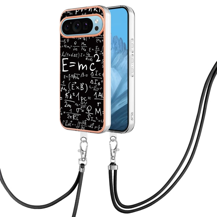 For Google Pixel 9 Pro XL Electroplating Dual-side IMD Phone Case with Lanyard(Equation)