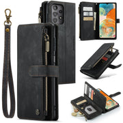 For Samsung Galaxy A23 CaseMe C30 Card Slots Zipper Wallet Leather Phone Case(Black)