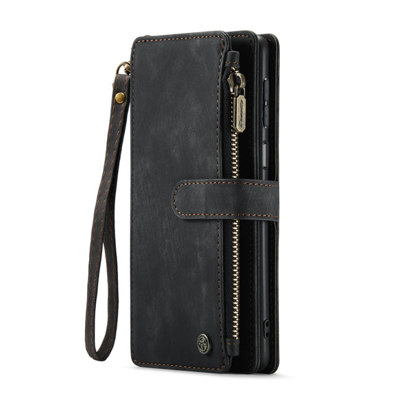 For Samsung Galaxy A23 CaseMe C30 Card Slots Zipper Wallet Leather Phone Case(Black)