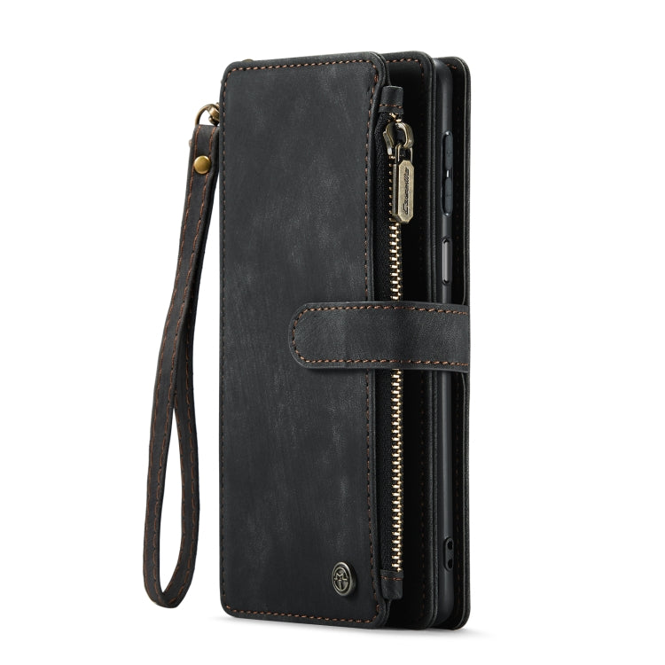 For Samsung Galaxy A23 CaseMe C30 Card Slots Zipper Wallet Leather Phone Case(Black)