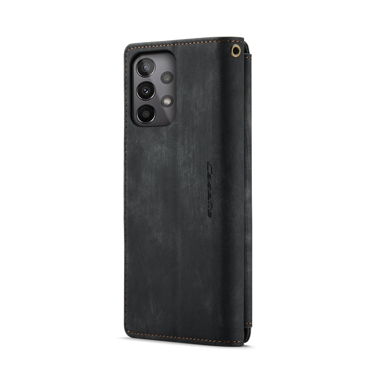 For Samsung Galaxy A23 CaseMe C30 Card Slots Zipper Wallet Leather Phone Case(Black)