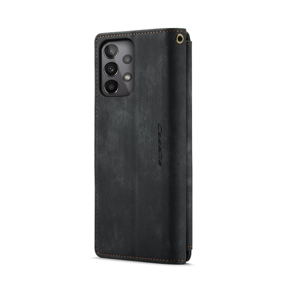 For Samsung Galaxy A23 CaseMe C30 Card Slots Zipper Wallet Leather Phone Case(Black)