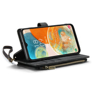 For Samsung Galaxy A23 CaseMe C30 Card Slots Zipper Wallet Leather Phone Case(Black)