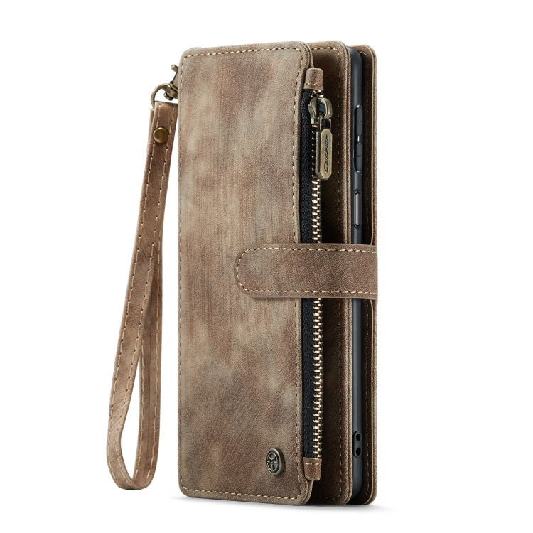 For Samsung Galaxy A23 CaseMe C30 Card Slots Zipper Wallet Leather Phone Case(Brown)