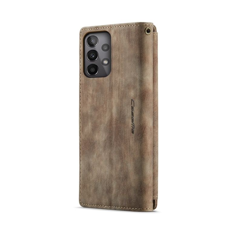 For Samsung Galaxy A23 CaseMe C30 Card Slots Zipper Wallet Leather Phone Case(Brown)