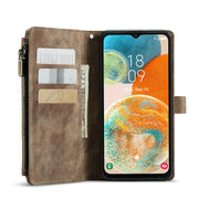 For Samsung Galaxy A23 CaseMe C30 Card Slots Zipper Wallet Leather Phone Case(Brown)