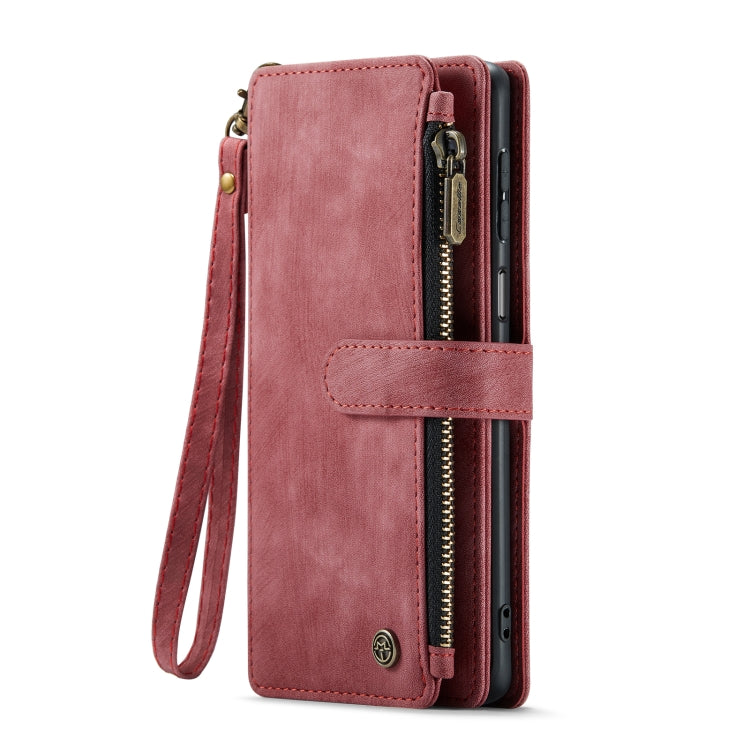 For Samsung Galaxy A23 CaseMe C30 Card Slots Zipper Wallet Leather Phone Case(Red)