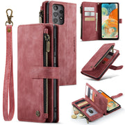 For Samsung Galaxy A23 CaseMe C30 Card Slots Zipper Wallet Leather Phone Case(Red)