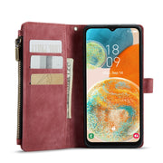 For Samsung Galaxy A23 CaseMe C30 Card Slots Zipper Wallet Leather Phone Case(Red)
