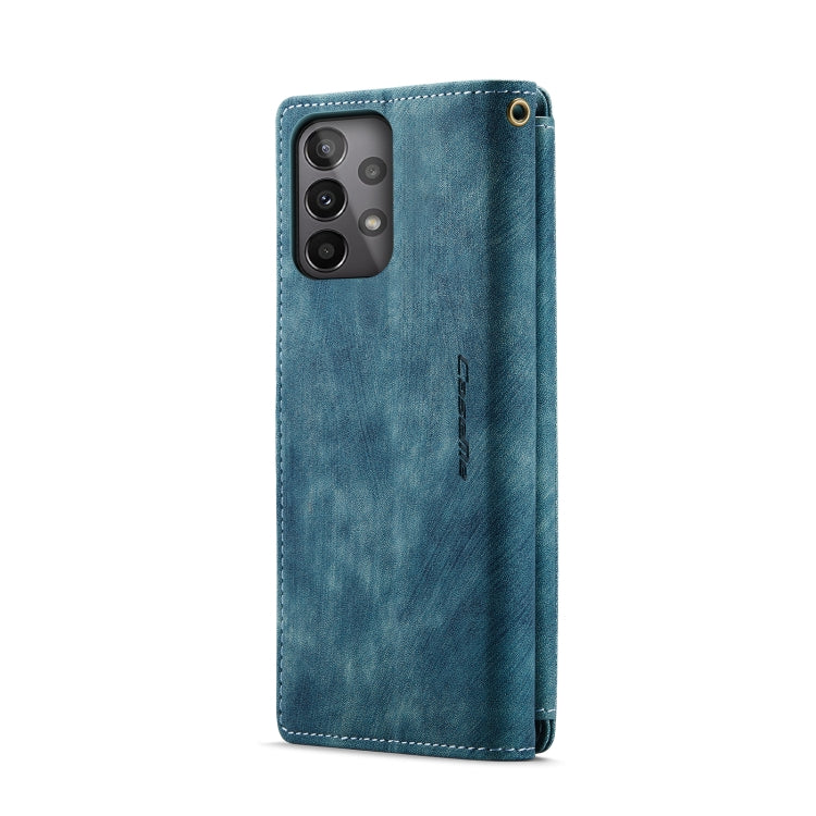 For Samsung Galaxy A23 CaseMe C30 Card Slots Zipper Wallet Leather Phone Case(Blue)