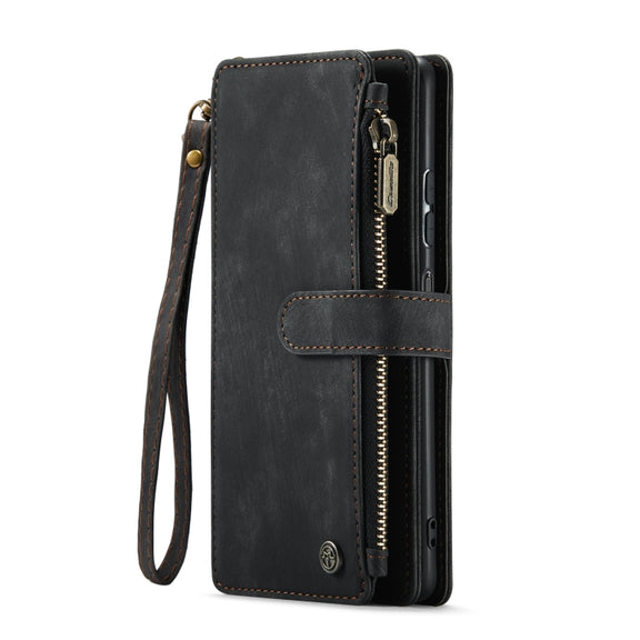 For Samsung Galaxy A24 4G CaseMe C30 Card Slots Zipper Wallet Leather Phone Case(Black)