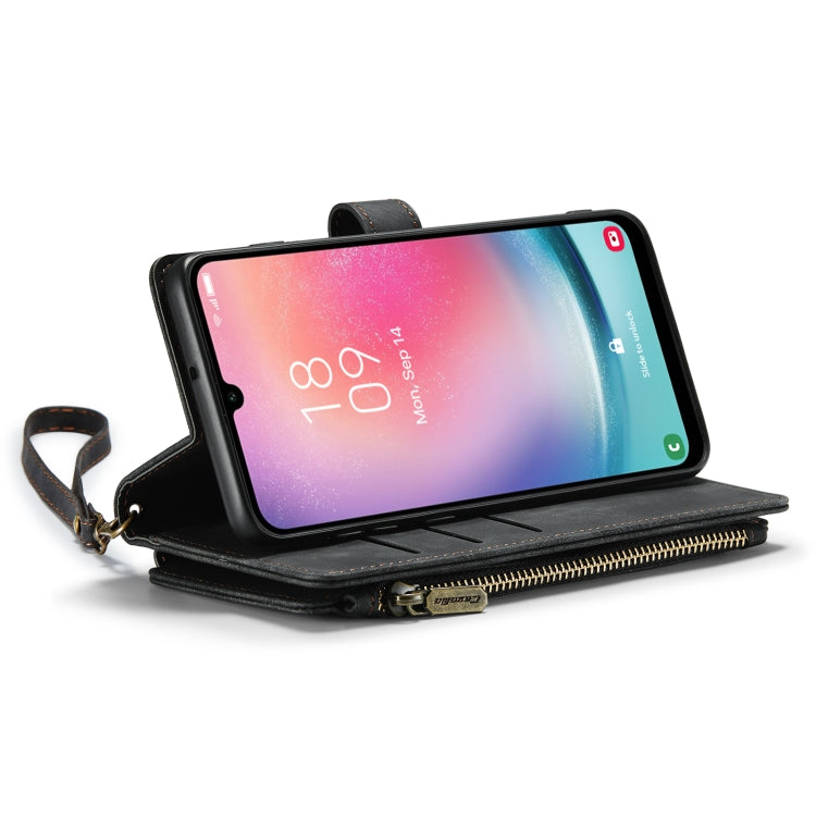 For Samsung Galaxy A24 4G CaseMe C30 Card Slots Zipper Wallet Leather Phone Case(Black)