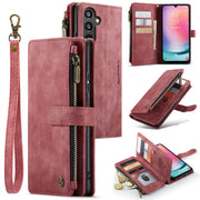 For Samsung Galaxy A24 4G CaseMe C30 Card Slots Zipper Wallet Leather Phone Case(Red)