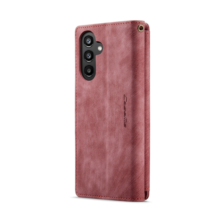 For Samsung Galaxy A24 4G CaseMe C30 Card Slots Zipper Wallet Leather Phone Case(Red)