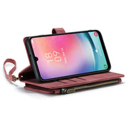 For Samsung Galaxy A24 4G CaseMe C30 Card Slots Zipper Wallet Leather Phone Case(Red)