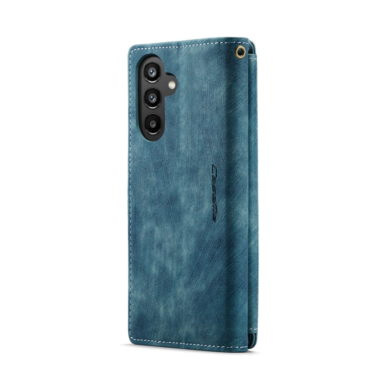 For Samsung Galaxy A24 4G CaseMe C30 Card Slots Zipper Wallet Leather Phone Case(Blue)
