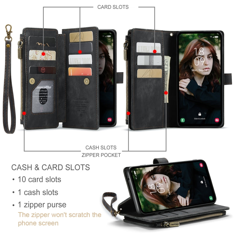 For Samsung Galaxy S23 FE CaseMe C30 Card Slots Zipper Wallet Leather Phone Case(Black)
