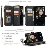 For Samsung Galaxy S23 FE CaseMe C30 Card Slots Zipper Wallet Leather Phone Case(Black)