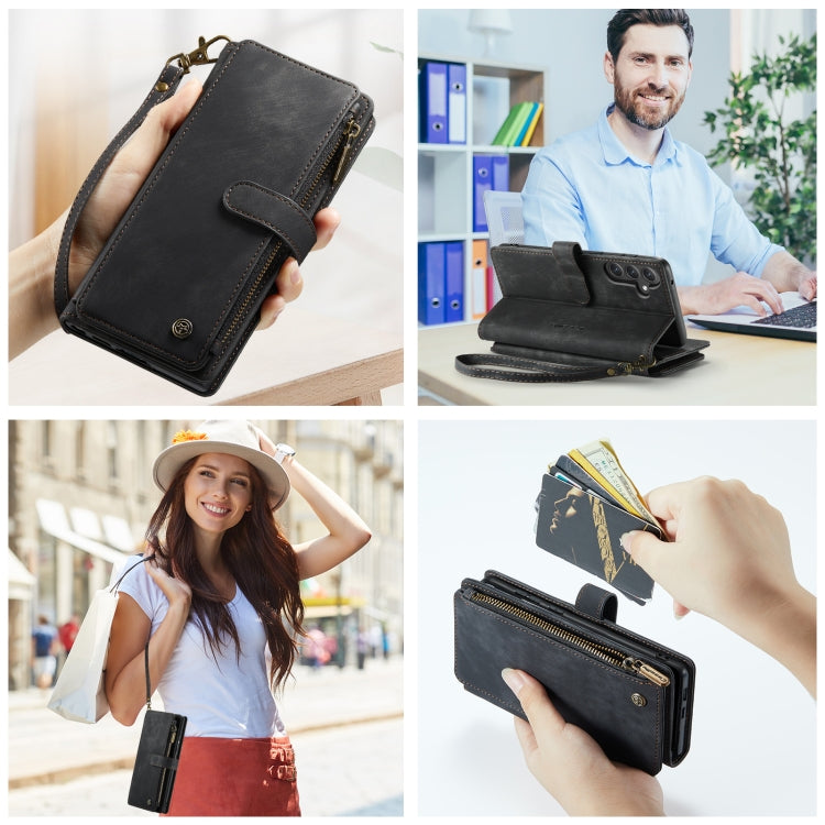 For Samsung Galaxy S23 FE CaseMe C30 Card Slots Zipper Wallet Leather Phone Case(Black)