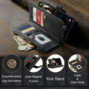For Samsung Galaxy S23 FE CaseMe C30 Card Slots Zipper Wallet Leather Phone Case(Black)