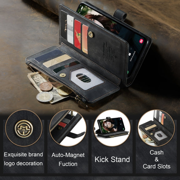 For Samsung Galaxy S23 FE CaseMe C30 Card Slots Zipper Wallet Leather Phone Case(Black)