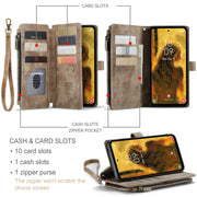 For Samsung Galaxy S23 FE CaseMe C30 Card Slots Zipper Wallet Leather Phone Case(Brown)