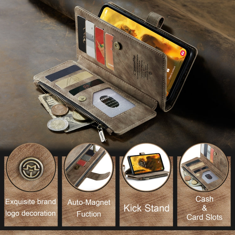 For Samsung Galaxy S23 FE CaseMe C30 Card Slots Zipper Wallet Leather Phone Case(Brown)