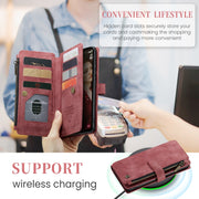 For Samsung Galaxy S23 FE CaseMe C30 Card Slots Zipper Wallet Leather Phone Case(Red)