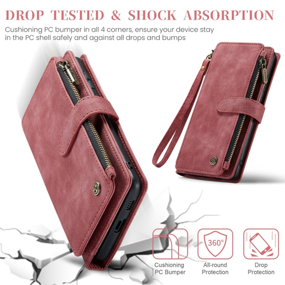 For Samsung Galaxy S23 FE CaseMe C30 Card Slots Zipper Wallet Leather Phone Case(Red)