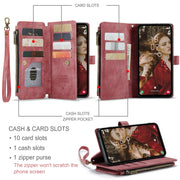 For Samsung Galaxy S23 FE CaseMe C30 Card Slots Zipper Wallet Leather Phone Case(Red)