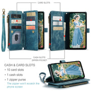 For Samsung Galaxy S23 FE CaseMe C30 Card Slots Zipper Wallet Leather Phone Case(Blue)