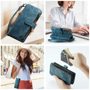 For Samsung Galaxy S23 FE CaseMe C30 Card Slots Zipper Wallet Leather Phone Case(Blue)
