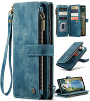 For Samsung Galaxy S23 FE CaseMe C30 Card Slots Zipper Wallet Leather Phone Case(Blue)