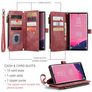 For Samsung Galaxy S24 Ultra 5G CaseMe C30 Card Slots Zipper Wallet Leather Phone Case(Red)