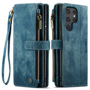 For Samsung Galaxy S24 Ultra 5G CaseMe C30 Card Slots Zipper Wallet Leather Phone Case(Blue)