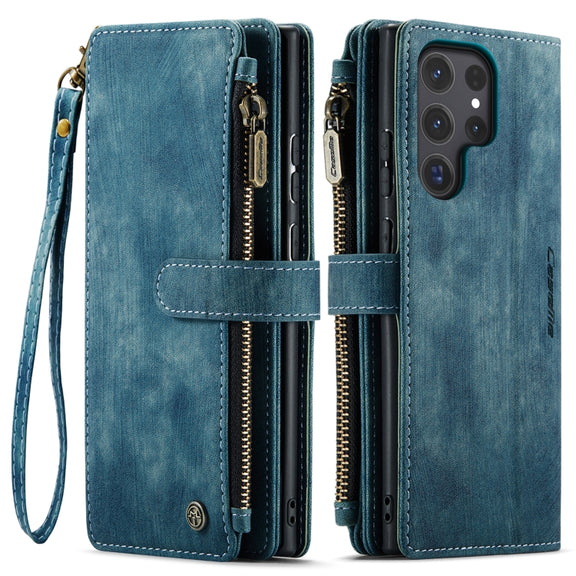 For Samsung Galaxy S24 Ultra 5G CaseMe C30 Card Slots Zipper Wallet Leather Phone Case(Blue)