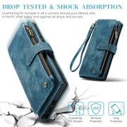 For Samsung Galaxy S24 Ultra 5G CaseMe C30 Card Slots Zipper Wallet Leather Phone Case(Blue)