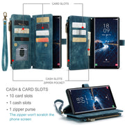 For Samsung Galaxy S24 Ultra 5G CaseMe C30 Card Slots Zipper Wallet Leather Phone Case(Blue)