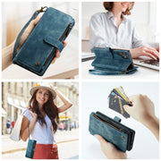 For Samsung Galaxy S24 Ultra 5G CaseMe C30 Card Slots Zipper Wallet Leather Phone Case(Blue)
