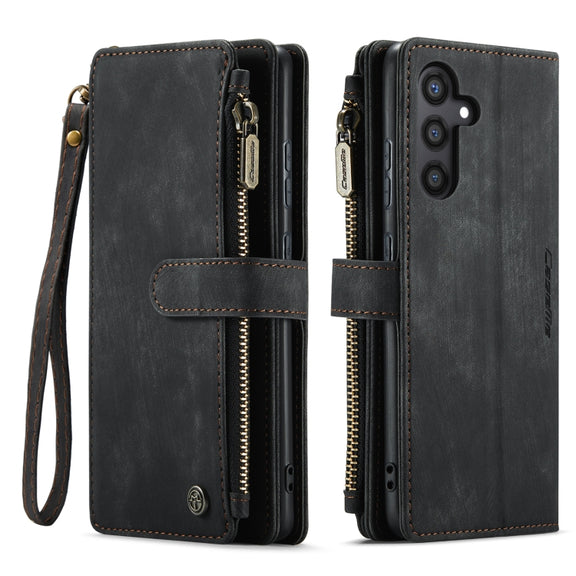 For Samsung Galaxy S24+ 5G CaseMe C30 Card Slots Zipper Wallet Leather Phone Case(Black)