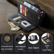 For Samsung Galaxy S24+ 5G CaseMe C30 Card Slots Zipper Wallet Leather Phone Case(Black)