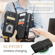 For Samsung Galaxy S24+ 5G CaseMe C30 Card Slots Zipper Wallet Leather Phone Case(Black)