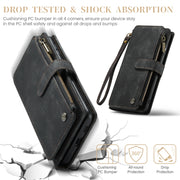 For Samsung Galaxy S24+ 5G CaseMe C30 Card Slots Zipper Wallet Leather Phone Case(Black)