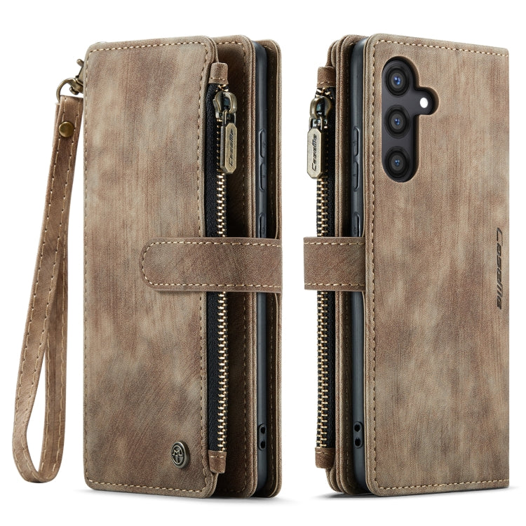 For Samsung Galaxy S24+ 5G CaseMe C30 Card Slots Zipper Wallet Leather Phone Case(Brown)