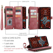 For Samsung Galaxy S24+ 5G CaseMe C30 Card Slots Zipper Wallet Leather Phone Case(Red)