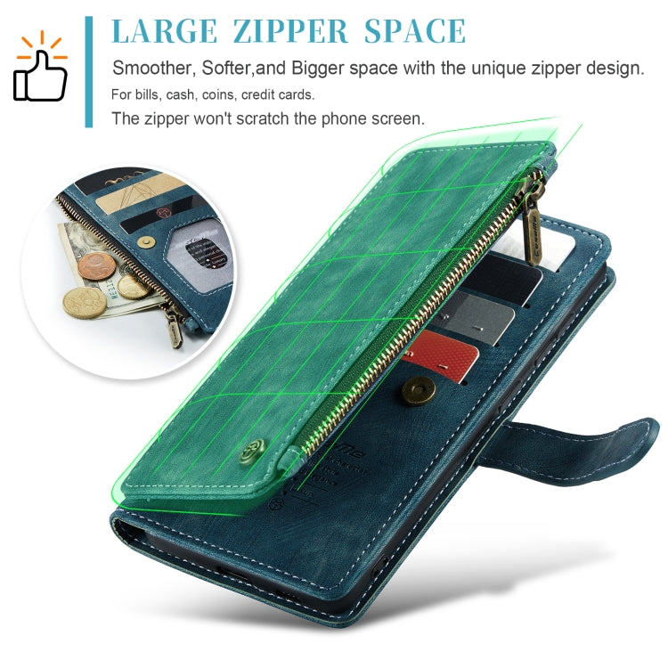For Samsung Galaxy S24+ 5G CaseMe C30 Card Slots Zipper Wallet Leather Phone Case(Blue)