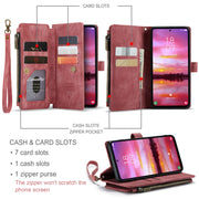 For Samsung Galaxy S24 5G CaseMe C30 Card Slots Zipper Wallet Leather Phone Case(Red)
