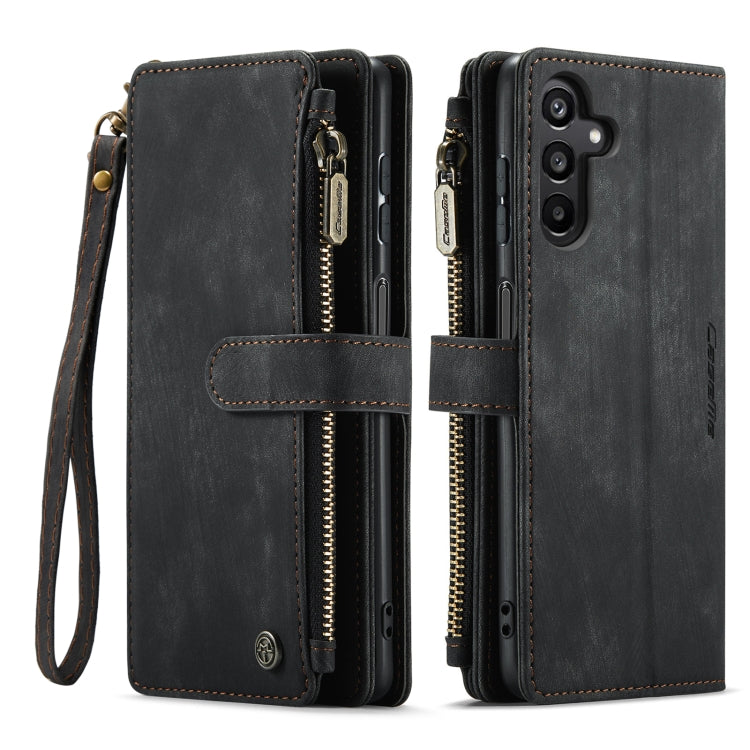 For Samsung Galaxy A15 CaseMe C30 Card Slots Zipper Wallet Leather Phone Case(Black)